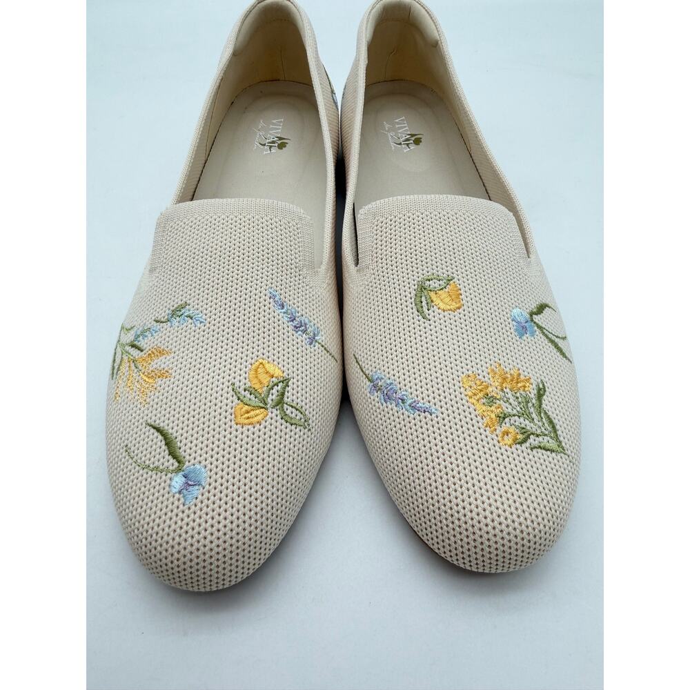 Vivaia Audrey Heeling Garden Embroidered Loafers French Floral Washable Knit 8.5 - Picture 8 of 11
